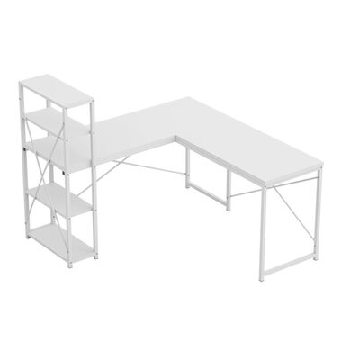 Mark Adler Leader 5.9 bílá / Pracovní rohový stůl / s policemi / výška 75 cm
