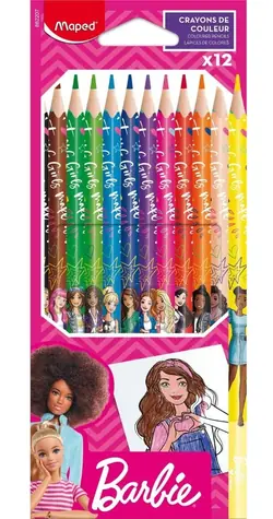 MAPED Pastelky Barbie 12ks / trojhranné