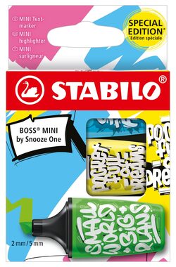 STABILO® BOSS MINI by Snooze One - Zvýrazňovač - 3 ks sada - modrá, žlutá, zelená