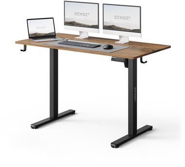 SENSE7 NOJO LIGHT Pracovní stůl černá-dub / elektricky nastavitelná výška / 120 x 60cm / nosnost 70kg