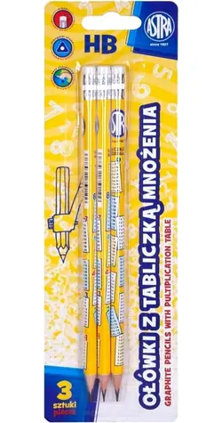 ASTRA Tužka HB s potiskem násobilky 3ks
