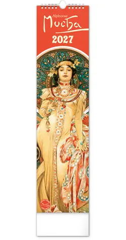 NOTIQUE Nástěnný kalendář Alfons Mucha 2027, 12 x 48 cm