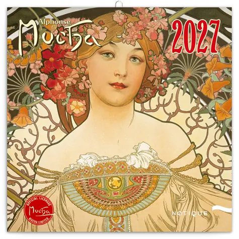 NOTIQUE Poznámkový kalendář Alfons Mucha 2027, 30 x 30 cm