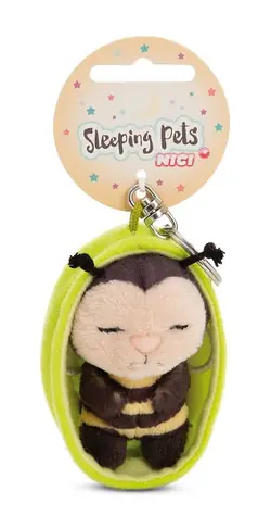 NICI GREEN klíčenka spící Včelka + zelený košík 12 cm