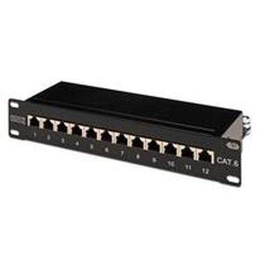 DIGITUS Patch panel,CAT6,10",12xSTP RJ45,černá