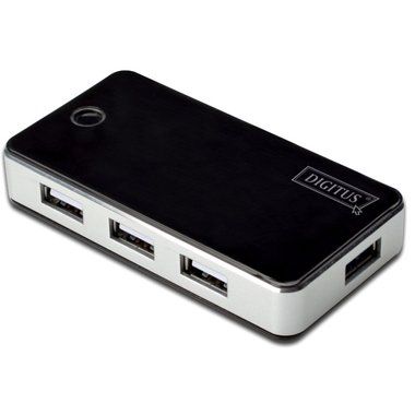 DIGITUS USB 2.0 7-Port Hub s napájecím adaptérem 5V/3.5A černý