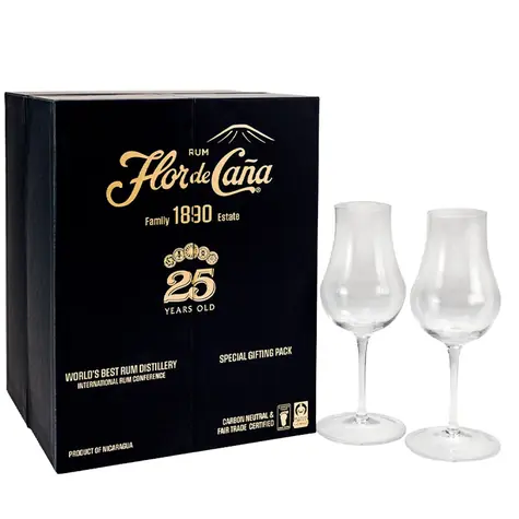 Flor de Cana 25y 40% 0.7 l (dárkové balení 2 sklenice)