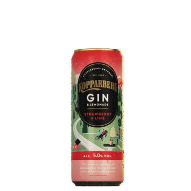 Kopparberg Gin & Lemonade Strawberry&Lime 5% 0.25 l (plech)