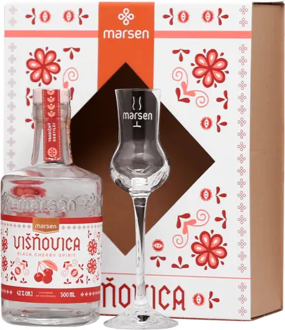 Marsen Višňovica Traditional 42% 0,7l v dárkové krabičce + sklenička