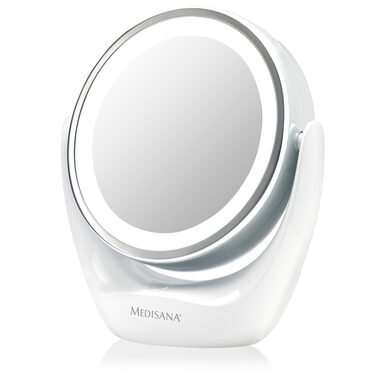 Medisana CM 835 kosmetické zrcátko 2v1 / LED osvětlení / 5x zvětšení / 3x AAA / průměr 12 cm / bílá