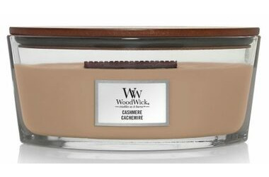 WoodWick Cashmere Elipsa 453,6g - svíčka loď / doba hoření: až 40 h