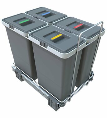 Elletipi ECOFIL 4x8 L Vestavný výsuvný odpadkový koš s rámem šedá / s víkem / 32.5 x 41 x 46 cm