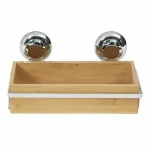 Compactor Bestlock SPA Bamboo chrom / Bambusová polička na koupelnové doplňky na zeď s přísavkou