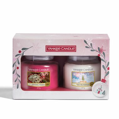 Yankee Candle Dárková sada 2 ks vonných svíček 411g / Snow Globe Wonderland, Peppermint Pinwheels / doprodej