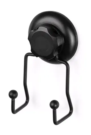 Compactor Bestlock Dvojitý háček do koupelny s přísavkou černá / Nosnost: až 6kg / bez vrtání