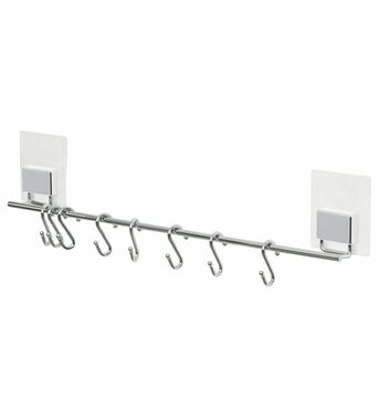 Compactor Bestlock Magic Samolepicí závěsná kuchyňská tyč s 8 háčky chromová / bez vrtání