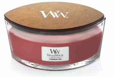 WoodWick Cinnamon Chai Elipsa 453.6g - svíčka loď / doba hoření: až 40 h
