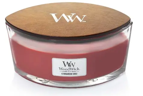 WoodWick Cinnamon Chai Elipsa 453.6g - svíčka loď / doba hoření: až 40 h