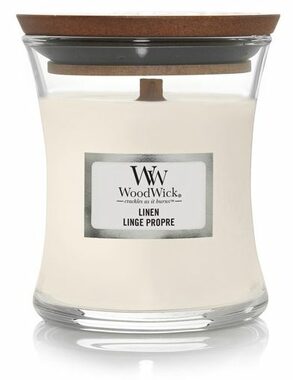 WoodWick Linen 85g - váza malá / doba hoření: až  20h