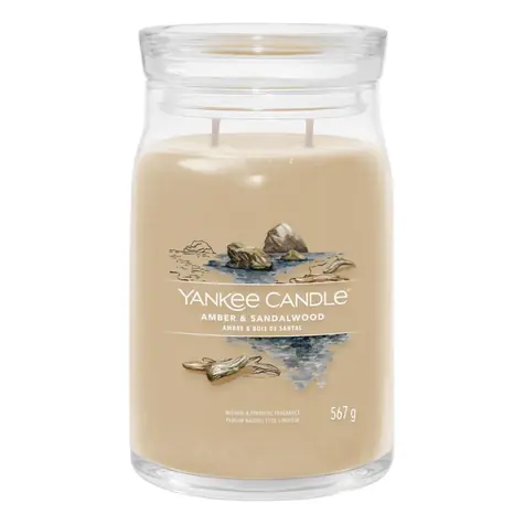 Yankee Candle Signature Amber & Sandalwood velká sklenice 567g / doba hoření až: 90h