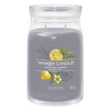 Yankee Candle Signature Black Tea & Lemon velká sklenice 567g / doba hoření až: 90h