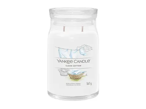 Yankee Candle Signature Clean Cotton velká sklenice 567g / doba hoření až: 90h