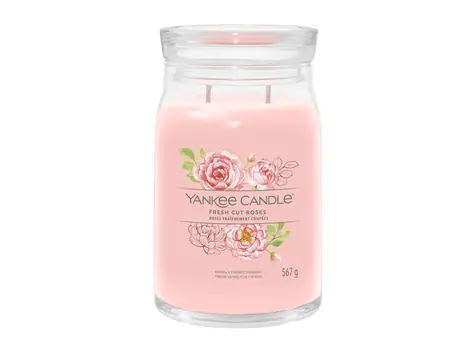 Yankee Candle Signature Fresh Cut Roses velká sklenice 567g / doba hoření až: 90h