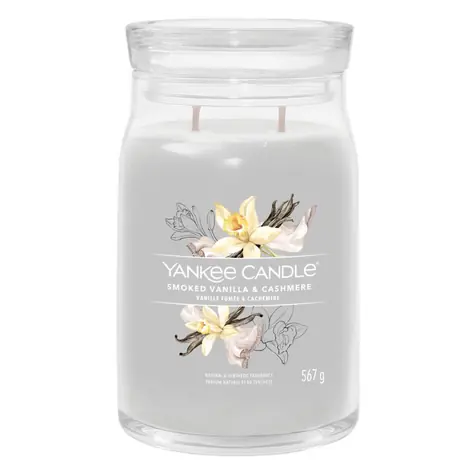Yankee Candle Signature Smoked Vanilla & Cashmere velká sklenice 567g / doba hoření až: 90h