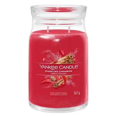 Yankee Candle Signature Sparkling Cinnamon velká sklenice 567g / doba hoření až: 90h