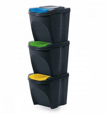 PROSPERPLAST SORTIBOX 3 x 25 l černá / Odpadkový koš 