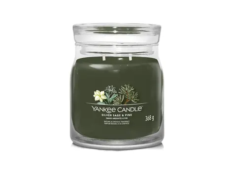 Yankee Candle Signature Silver Sage & Pine 368g - svíčka střední 2 knoty / doba hoření: až 50h