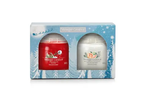 Yankee Candle Sada 2 středních svíček Signature - 2 knoty / Christmas Eve / White Spruce & Grapefruit