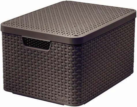 Curver Rattan Úložný košík s víkem 30 l hnědá / 44.5 x 24.8 x 33 cm / doprodej
