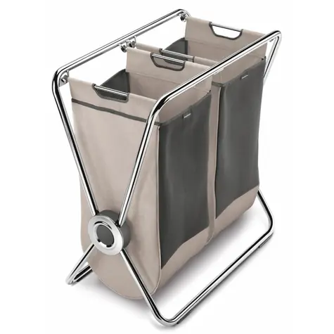 Simplehuman Skladací koš na prádlo dvojitý hnědá / ocel + polyester