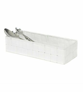 Compactor TEX - košík L bílá / Úložný organizér do zásuvky / 30 x 12 x 7 cm 