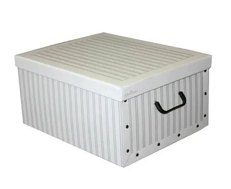Compactor Anton šedo-bílá / Skládací úložná krabice - karton box / 50 x 40 x v.25 cm