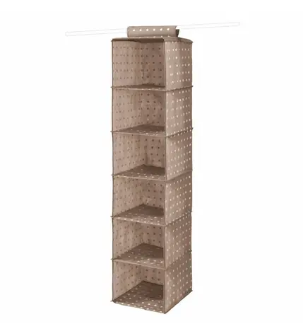 Compactor Rivoli Závěsný organizér na oblečení – 6 polic hnědá / 30 x 30 x 128 cm