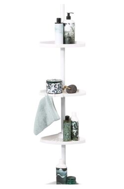 Compactor rohová tyč s nastavitelnými poličkami do sprchy lakovaná ocel - plast