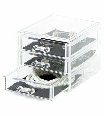 Compactor Malý organizér na šperky - 3 zásuvky čirý plast