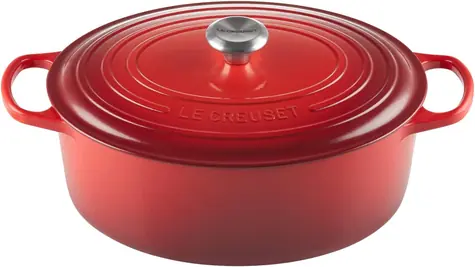 Le Creuset Signature Oválný hrnec s poklicí 33 cm červená