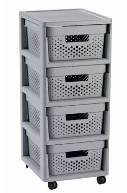 Curver INFINITY Dots Regál se zásuvkami 4x11l světle-šedá