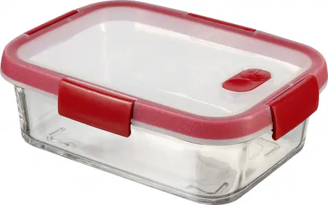 Curver Smart Cook Rectangular Skleněná dóza na potraviny 0.9 l čirá-červená