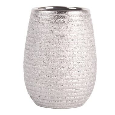 MSV OMAN kelímek na zubní kartáčky stříbrný / keramika