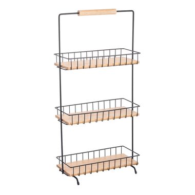 MSV ELIE 3 patrový kuchyňský stojan černý / ocel / bambus