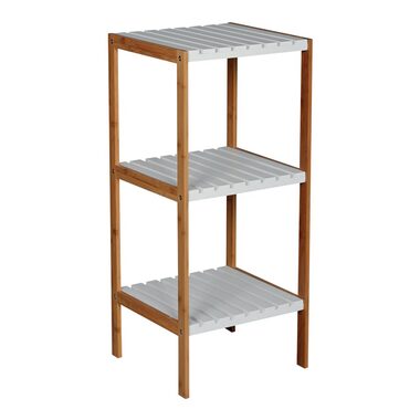 MSV REGIE bambusový regál - 3 police bílý / MDF / 85 cm