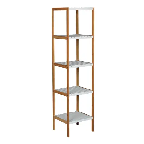 MSV REGIE bambusový regál - 5 police bílý / MDF / 85 cm