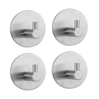 MSV KHEO háčky na ručníky 4 ks lesklá nerez ocel / samolepící / 45 x 27 mm