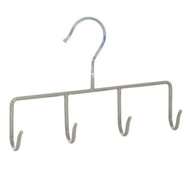 MSV ANTI-SLIP multifunkční ramínko 4 háčky šedo-hnědé / ocel potažená plastem