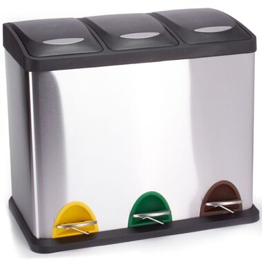 MSV TRI SELECTIF pedálový koš na tříděný odpad 3 x 20 L kartáčovaná nerez ocel