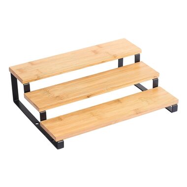 MSV ELIE organizér na kořenky 3 poličky černá ocel / bambus